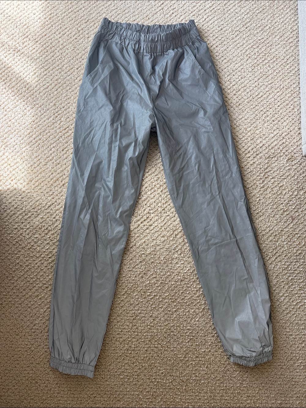 Sorella Elastic-Waist Reflective Grey Jogger Pants size S